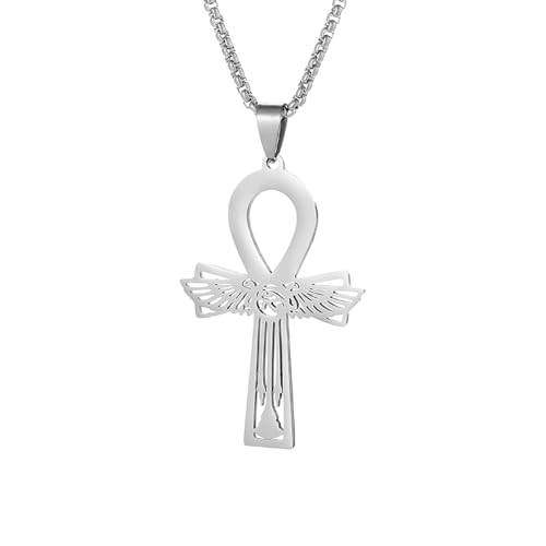 IOETSEUT Choker Halskette Gothic Halskette Kette Ankh Auge des Horus Kreuz Flügel Anhänger Halskette für Männer Frauen Mode Viel Glück Amulett Schmuck Geschenk Beste Freundin Geschenke Freundschaft