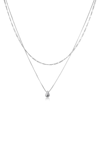 Elli Halskette Silber 925 Layer Kette Tropfen Damen Schmuck Geschenke für Frauen Mädchen Mama Freundin, Layering Silberkette Länge 40 cm