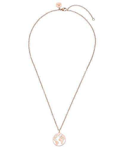 Purelei® World Map Kette Damen (Roségold) – Halskette Damen aus langlebigem Edelstahl – Wasserfeste Kette – 40-45 cm Länge verstellbar – Halskette für deinen individuellen Look