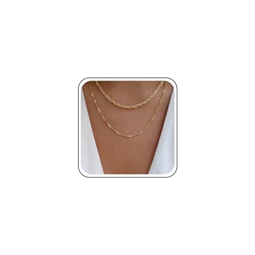 TseenYi Gold Geschichtet Kette Halskette Choker Punk Kette Halskette Minimalistisch Doppelte Schicht Kette Halskette Dicke Kette Schichtung Halskette Kette Schmuck Für Frauen Und Mädchen Geschenke