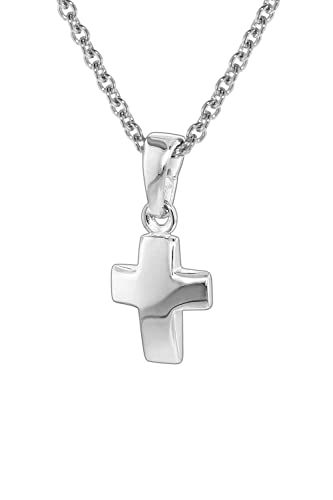 trendor Silber Kinder-Halskette mit Kreuz-Anhänger Kette für Mädchen und Jungen, Silberkette mit Kreuz, Kreuzkette 35787