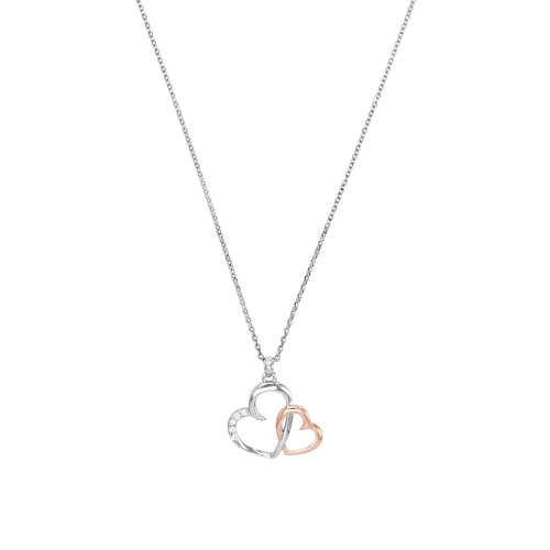 Amor Kette mit Anhänger 925 Sterling Silber Damen Halsschmuck, mit Zirkonia synth., 42 cm, Bicolor, Herz, Kommt in Schmuck Geschenk Box, 2024171