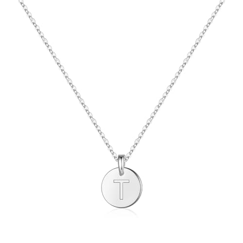 TINGN Kette Damen, Halskette Damen, Halskette Damen Silber 925, Kette Silber, Kette mit T Buchstaben, Necklace Women, Kette Silber Damen, Schmuck Damen, Geschenke für Frauen