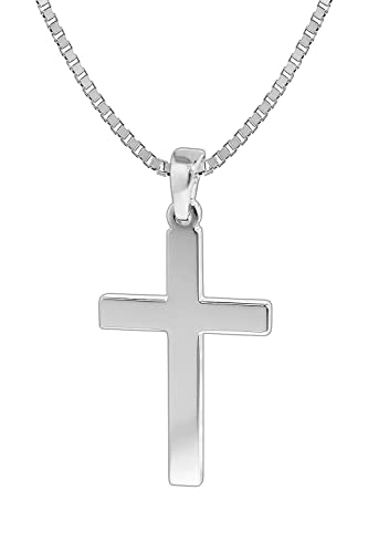 trendor Herren-Halskette mit Kreuz-Anhänger Silber 925 Kreuz Kette Herren, Kreuz Anhänger Silber 925, modische Geschenkidee, zeitloser Herrenschmuck 35844