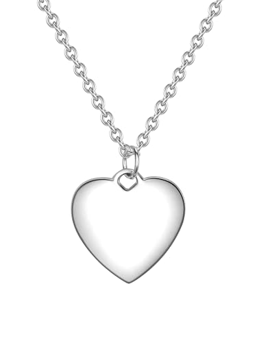 Glanzstücke München Damen-Kette mit Herz-Anhänger zum Gravieren Sterling Silber 40 cm + 5 cm Verlängerung - Herz-Kette personalisiert Geschenk zum Valentinstag