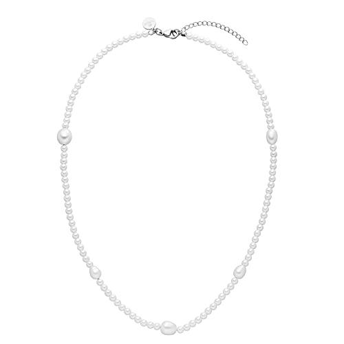 Purelei® Glace Kette (Silber), Wasserfeste Perlenkette für Frauen, Kette aus Edelstahl, Geschenk für Frauen, 50-55 cm Länge verstellbar