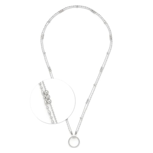 JEWELS BY LEONARDO Halskette Clip & Mix Ilvi, lange Kette aus silberfarbenem Edelstahl, unterschiedlich geformte Edelstahlperlen, 70-72,4 cm Länge, Schmuck Geschenk, 024446