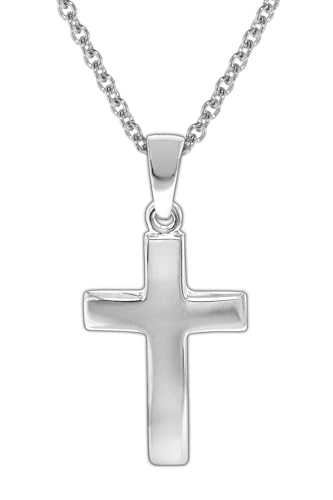 trendor Kinder Halskette mit Kreuz 925 Silber Kinder Halskette Silber, Halskette für Mädchen und Jungen, Silberkette mit Kreuz, Kreuzkette Silber 35868