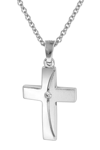 trendor Damen-Halskette mit Kreuz-Anhänger 925 Silber Kreuz Kette für Frauen, modische Geschenkidee, zeitloser Halsschmuck 35864