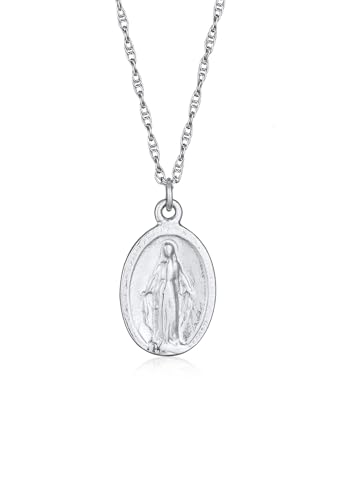 Elli Halskette Silber 925 Kette Marienbild Damen Schmuck Geschenke für Frauen Mädchen Mama Freundin, Silberkette mit Jungfrau Maria Länge 45 cm