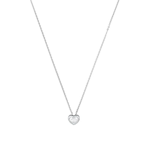 Amor Kette mit Anhänger 925 Sterling Silber Damen Halsschmuck, mit Zirkonia synth., 42 cm, Silber, Herz, Kommt in Schmuck Geschenk Box, 2016056