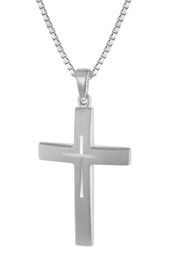 trendor Silber Kreuz mit Kette für Herren 50 cm Herrenkette mit Kreuz-Anhänger, modische Geschenkidee, zeitloser Herrenschmuck, Lieferung in Geschenkbox 60705