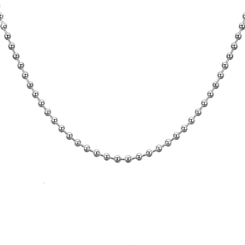 Dsnyu Herren Kette, 80CM Kugelkette, Silber Kette Edelstahl für Verlobung Breit 2.4MM