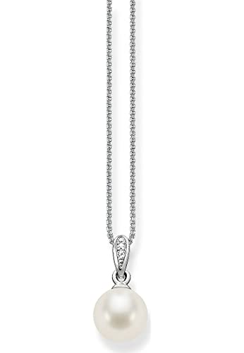 Thomas Sabo Damen-Kette mit Anhänger 925 Silber Perle weiß Ovalschliff Zirkonia 42 cm - SCKE150060