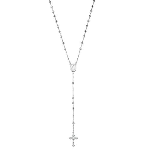 Vinani Y-Kette Rosenkranz Mutter Gottes Kreuz glänzend 925 Sterling Silber Kugeln 2YKM