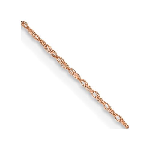 14 Karat Rotgold .5 mm Kabel Seil Kette Halskette (kardiert) - Kette Halskette für Frauen - Längenoptionen: 33 41 46 51 61, Roségold, Facettierte Steine