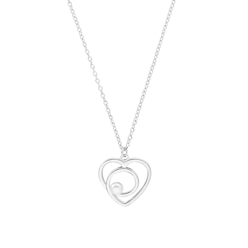 s.Oliver Kette mit Anhänger 925 Sterling Silber Damen Halsschmuck, mit Süßwasserzuchtperle, 42+3 cm, Weiß, Herz, Kommt in Schmuck Geschenk Box, 2037821