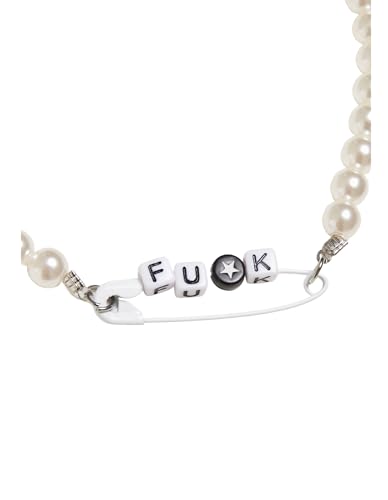 Urban Classics Unisex Halskette Pearl F**k Necklace für Frauen und Männer Perlenkette mit stylischem FU*K Anhänger, one size