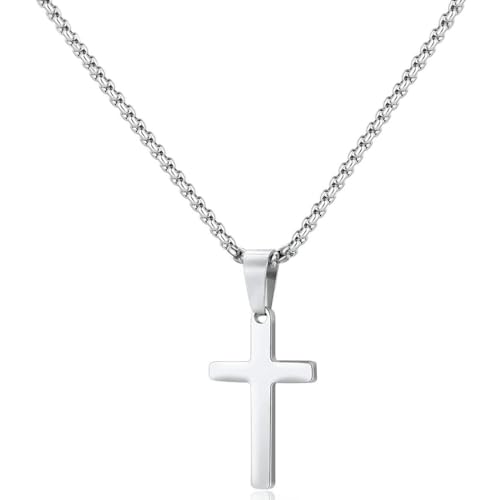 Kreuz Kette Herren Silber Kette mit Kreuz Anhänger Kette Christentum Schmuck Herren