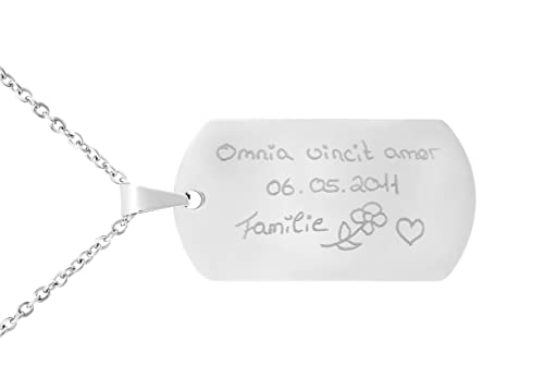 Hanessa Personalisierte Kette mit Gravur Edelstahl 45-60 cm mit Anhänger Dog Tag und eigener Zeichnung - Personalisierte Halskette Männer und Frauen - Personalisierter Schmuck Damen Herren