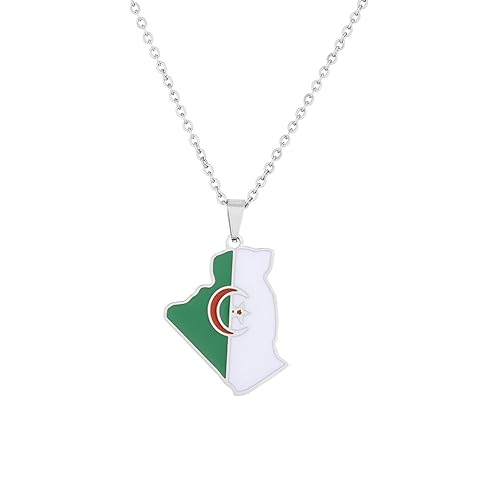 Halskette Mit Anhänger „Karte Von Algerien“, Retro-Ethno-Hip-Hop-Karten, Flagge, Charm-Anhänger Für Damen Und Herren, Modische Schlüsselbeinkette, Patriotischer Pullover, Dünne Kette, Schmuck