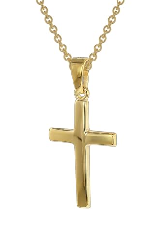 trendor Kreuz-Anhänger Gold 333 mit goldplattierter Silberkette zauberhafter Halsschmuck für Damen, diese Halskette ist eine tolle Geschenkidee, 39438-45 45 cm