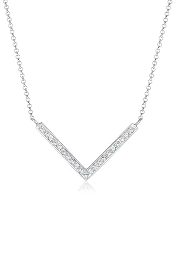 Elli Halskette Damen V-Kette mit Kristalle in 925 Sterling Silber 45 cm lang