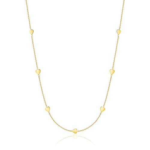 Orovi Damen Goldschmuck, Gold Kette mit Herzchen, 9 Karat (375) Gelbgold Herz Collier 42 cm