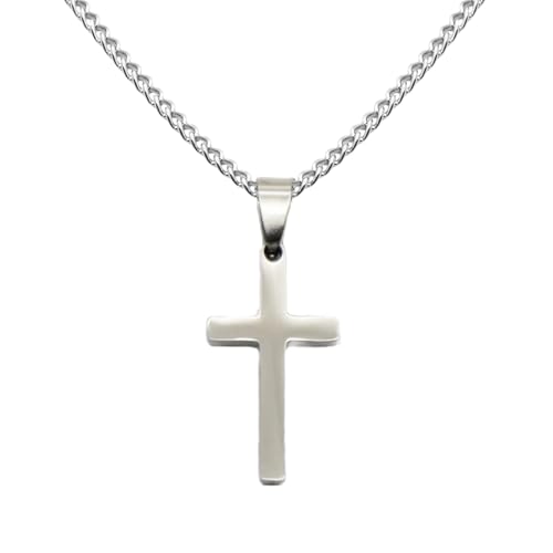 Kreuz Kette Kreuzkette Edelstahl Cross Necklace Kreuz Kette Herren Kreuz Anhänger mit 50 cm Kette,Schmuck Kreuz Kette Silber Ketten für Herren Anhänger Kreuzkette Halskette Dekorative für Damen