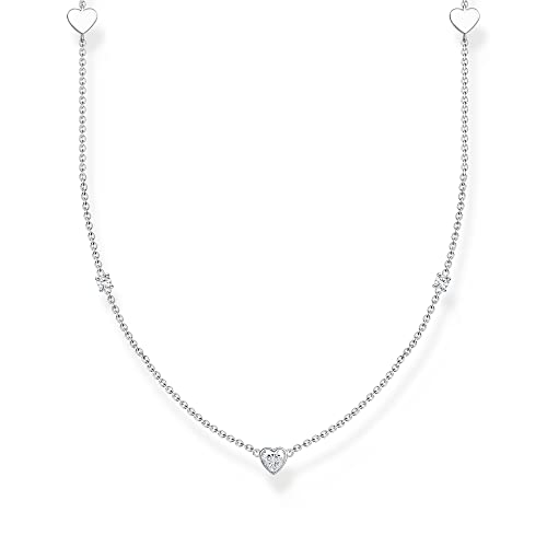 THOMAS SABO Damen Kette mit Herzen und weiße Steine Silber 925 Sterlingsilber KE2155-051-14