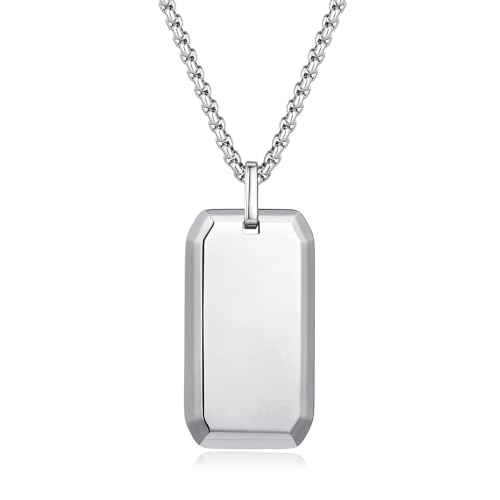 COAI Herren Edelstahl Halskette mit Dog Tag Anhänger und Silberkette 50cm