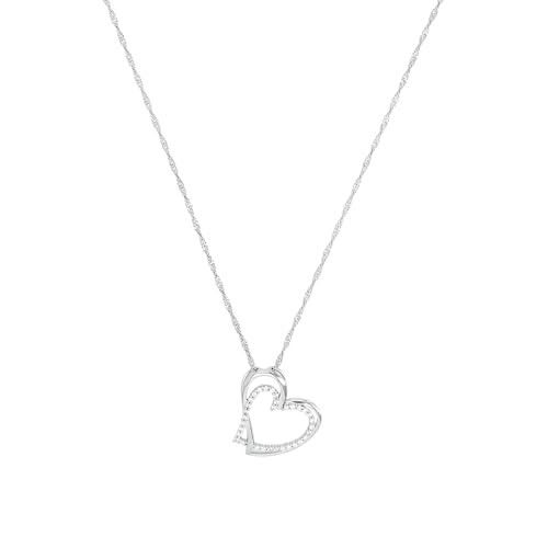 Amor Kette mit Anhänger 925 Sterling Silber Damen Halsschmuck, mit Zirkonia synth., 45 cm, Silber, Herz, Kommt in Schmuck Geschenk Box, 9187935