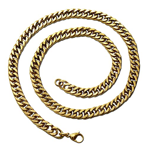 Tumundo Halskette oder Armband Panzerkette Königskette Golden Ø 4 6 8 10 12mm Edelstahl Herrenschmuck Collier Glieder bis 100cm mit Samtbeutel Geschenk, Größe:Ø 4mm - 70 cm