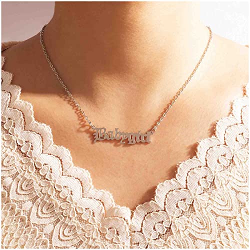 Cimenexe Böhmische Buchstaben-Anhänger-Halskette Alphabet-Halskette Choker Silber Anfangsbuchstaben Choker-Halskette Buchstabe Babygirl Halskette Kette Schmuck für Frauen und Mädchen