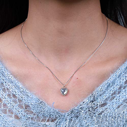 TseenYi Mondstein Herz Anhänger Halskette Silber Opal Herz Halskette Winziges Herz Choker Halskette Boho Minimalistische Kette Halskette Kette Schmuck Für Frauen Mädchen Geschenke