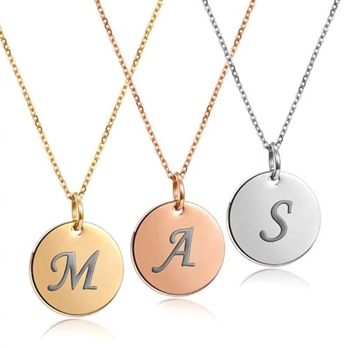 Buchstaben Kette für Damen I Namenskette mit Buchstabe in Silber, Rose Gold I Frauen Halskette mit Anfangsbuchstabe I Silberne Buchstabenkette I Personalisierte Geschenke für Freundin Mama Rosegold