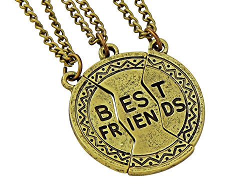 Hanessa Mädchen Damen-Schmuck Freundschafts-kette 3 Ketten Best Friends Rund Ball Bronze Geschenk zu Weihnachten für die Freundin