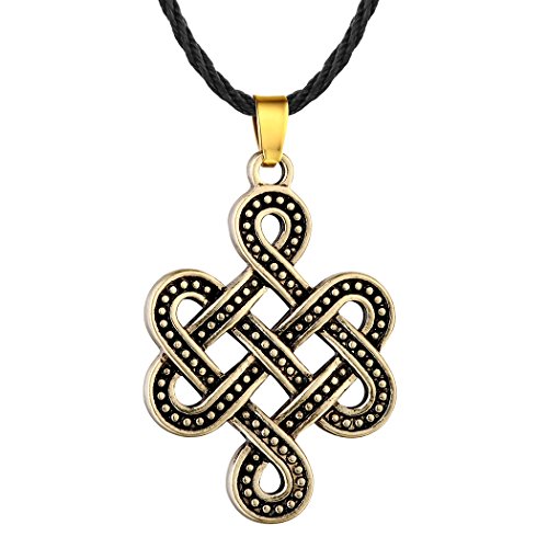 Punk Gothic Männer Halskette Infinity Knoten Anhänger Schwarz Lange Kette Wikingerkreuz Valknut Amulett In Rune Schmuck