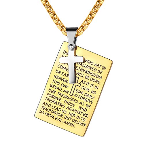 FaithHeart Halskette Kette Herren Anhänger Dog Tag Mit Gravur Heiligers Kapitel Bible Buch Erkennungsmarke Geschenk für Gebete Gold…