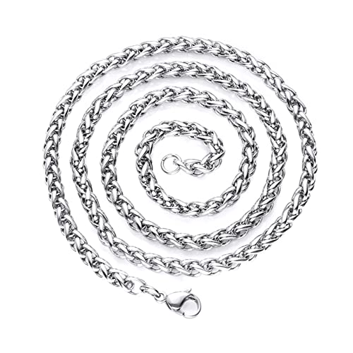 Aotiwe Kette Beste Freundin, Hip Hop Chain Silber Edelstahl Halskette 4mm Weizenkette 45cm