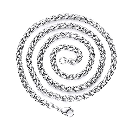 Beydodo Halskette Edelstahl ohne Anhänger, 6MM Weizenkette Silber Kette Hip Hop Herren Partnerkette 90CM