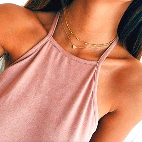 Yienate Böhmische mehrlagige Halskette mit Herz-Anhänger Boho Choker Kette Schmuck für Damen und Mädchen (Gold)