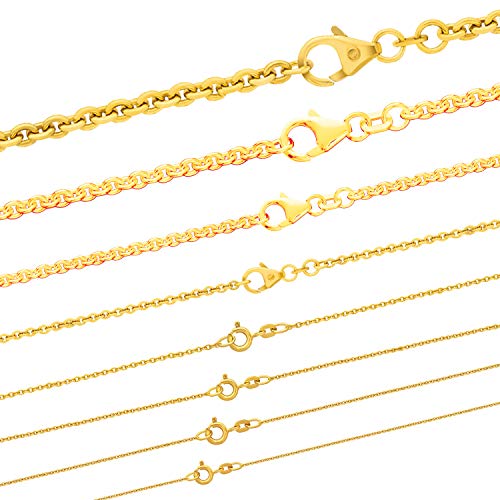 hoplo holzenplotz Ankerkette rund Halskette 585-14 Karat Gold Auswahl, Länge:50 cm, Kette-Breite:2.0 mm