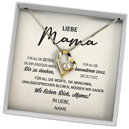 Juwelda Geschenk für Mama | Herzkette Kette mit Namen auf Karte | Kette Mama | Beste Mama für Weihnachten Mutter Geburtstag | Kettenanhänger Kette Herz personalisiert | Anhänger Silber 925