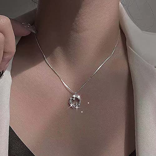 TseenYi Kristall Blumen Halskette Silber Cz Floral Kreis Halskette Funkelnde Strass Halskette Mini Kubik Zirkonia Choker Halskette Braut Halskette Kette Schmuck Für Frauen Und Mädchen Geschenke