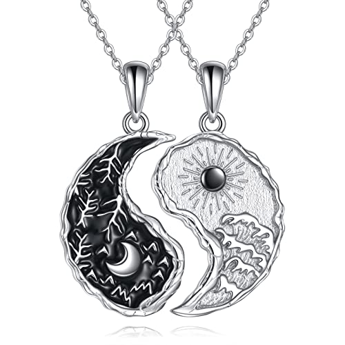 AXELUNA Yin Yang Halskette Sterling Silber Matching Paare Freundschaft Halskette Schmuck für Frauen Männer Geschenk