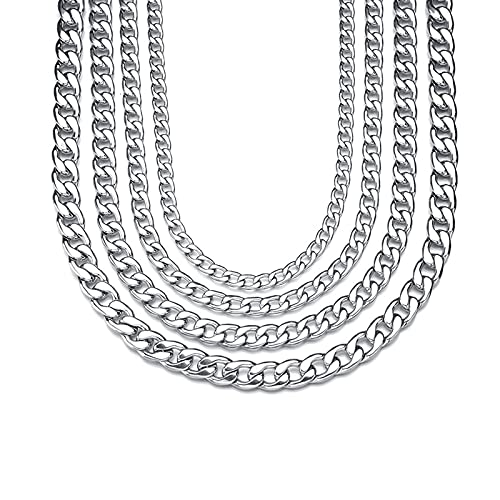 Beydodo Halskette Edelstahl ohne Anhänger, 3MM Figarokette Silber Kette Hip Hop Herren Partnerkette 60CM