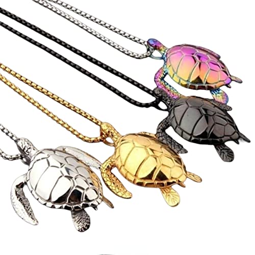 Bysonglezai Halskette Herren Anhänger Chain Ketten Dame Geschenk Neue Trendige Tierschildkrötenform Anhänger Bunte Schildkröte Anhänger Zubehör Party schwarz