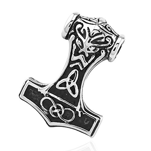 Anhänger Thors Hammer Wikinger Keltisch Edelstahl Halskette Lederkette Kugelkette Gothic Herren Damen Silber-nur-anhänger