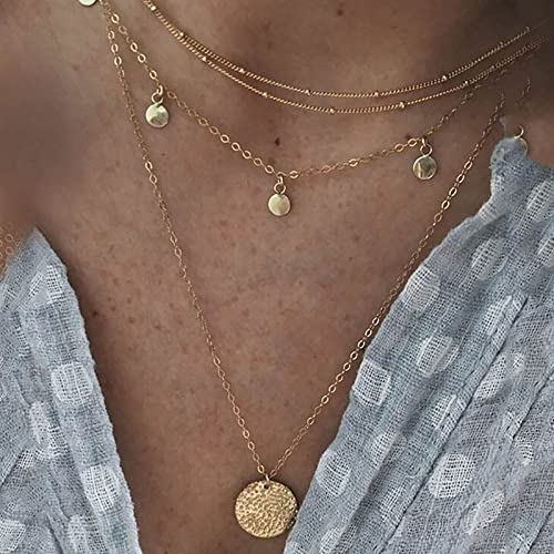 TseenYi Gold Mehrlagige Halskette Boho Scheibe Münze Halskette Geschichtet Winzigen Perlen Halskette Choker Kette Schmuck Für Frauen Und Mädchen Geschenke